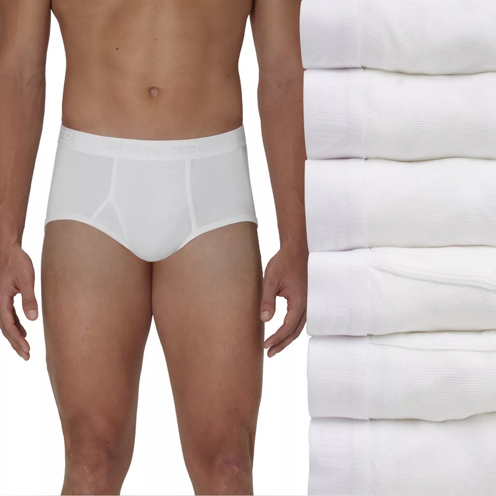 Hanes 6 Pack White Comfort Flex Cool Wicking Cotton Briefs XL NWT